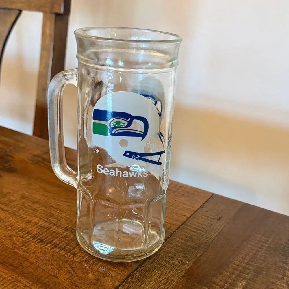 Seahawks Glass Beer Mug Stein Vintage